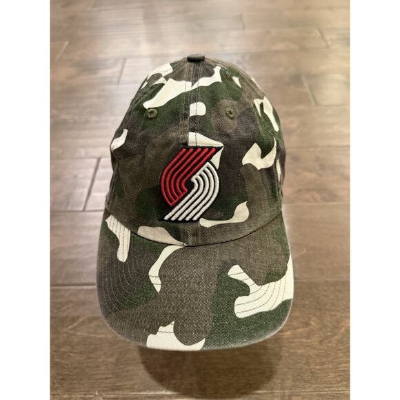 47 Brand Mens Camo NBA Portland TrailBlazers Adjustable Strapback Hat Cap - Picture 2 of 8